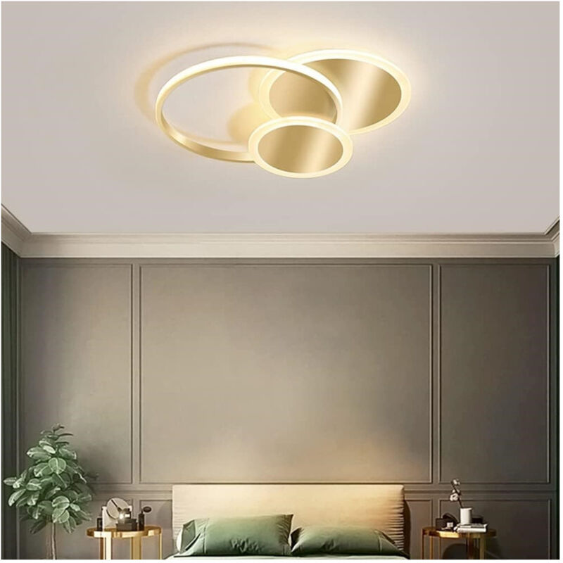 foto del prodotto trade shop traesio plafoniera luce naturale led cerchi 38w lampadario da soffitto oro moderno 50033 