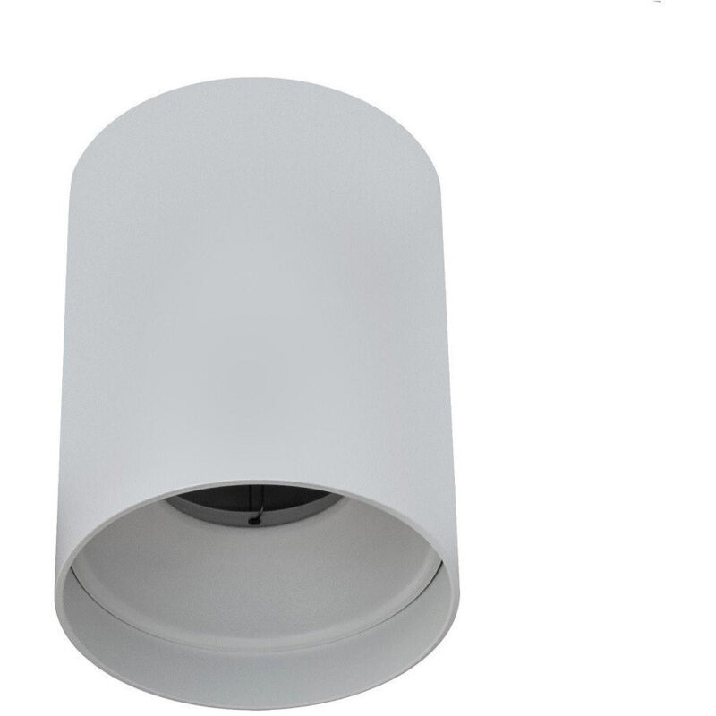 foto del prodotto trade shop traesio plafoniera moderna faretto cilindro esterno da soffitto attacco gu10 luce 230v bianco
