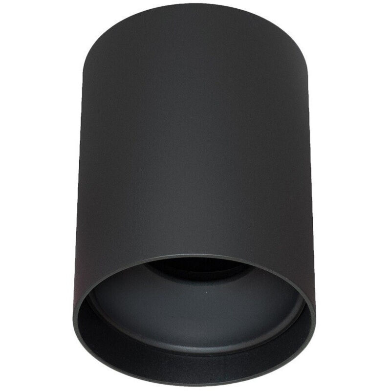 foto del prodotto trade shop traesio plafoniera moderna faretto cilindro esterno da soffitto attacco gu10 luce 230v nero