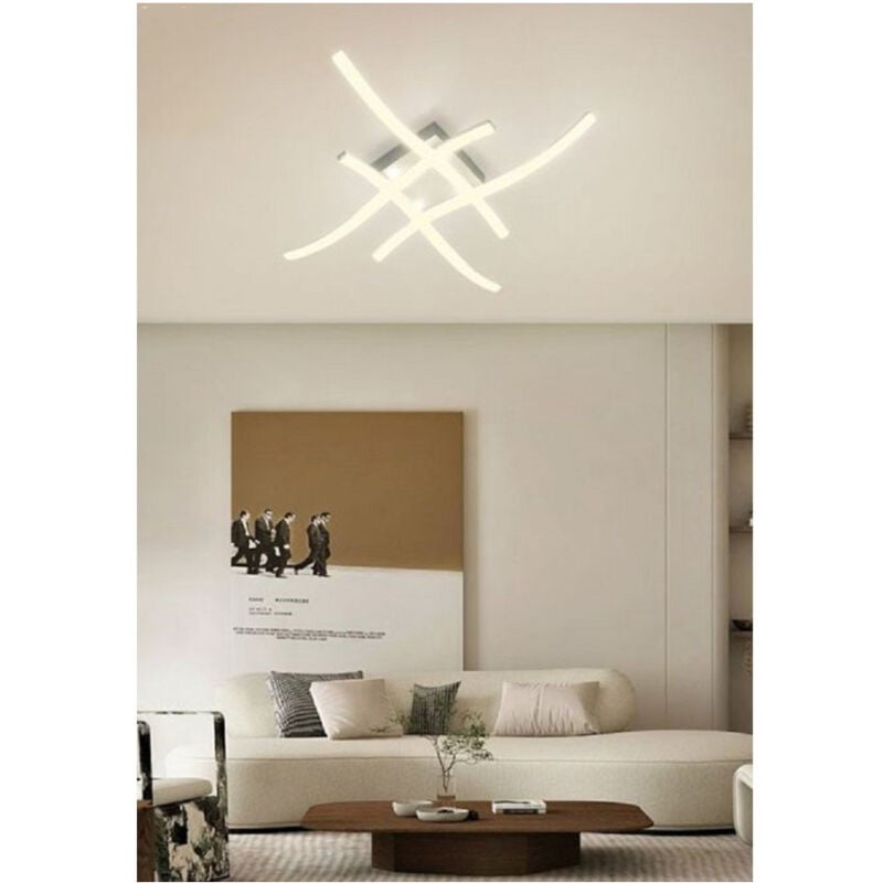 foto del prodotto trade shop traesio plafoniera moderna led soffitto con bracci a onda luce fredda naturale calda c05 bianco caldo 