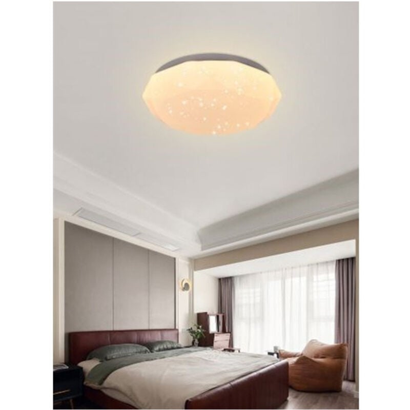 foto del prodotto trade shop traesio plafoniera soffitto 36 w bianca lavorata puntini luce 6500k 3000k 4000k c02 36 bianco caldo 