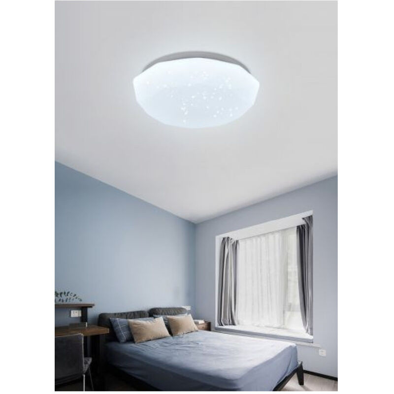 foto del prodotto trade shop traesio plafoniera soffitto 36 w bianca lavorata puntini luce 6500k 3000k 4000k c02 36 bianco freddo 