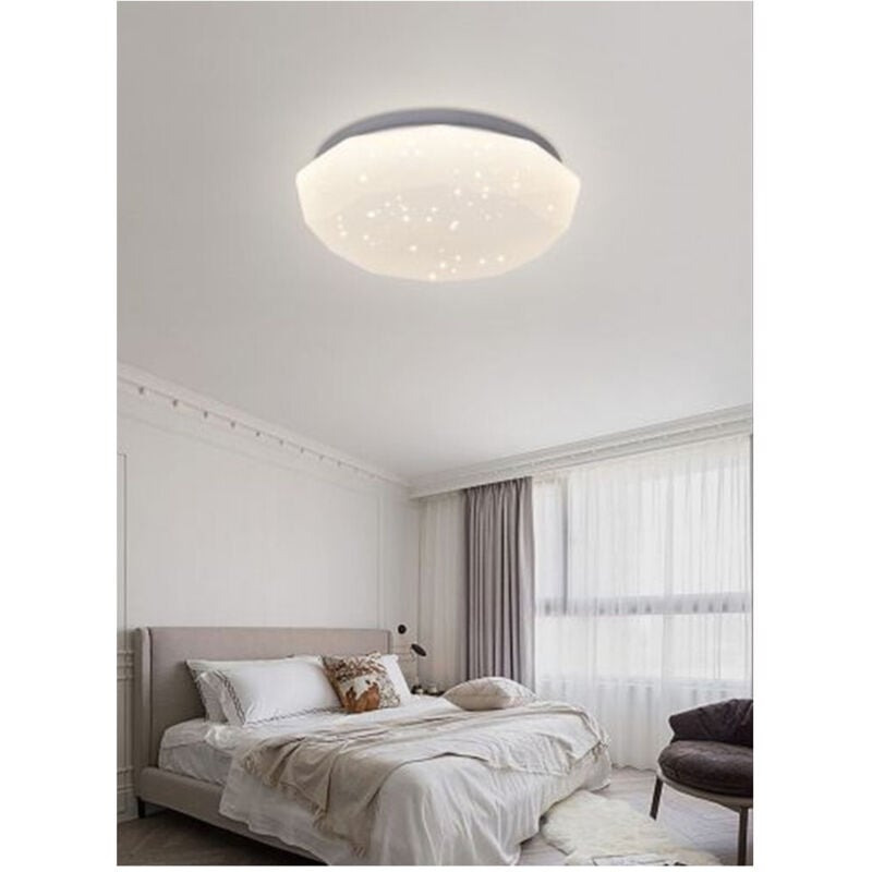 foto del prodotto trade shop traesio plafoniera soffitto 36 w bianca lavorata puntini luce 6500k 3000k 4000k c02 36 bianco naturale 