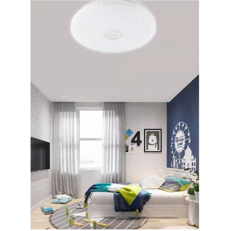 foto del prodotto trade shop traesio plafoniera soffitto 45w decoro con cristalli centrale luce fredda naturale fst 40a21081 bianco freddo 