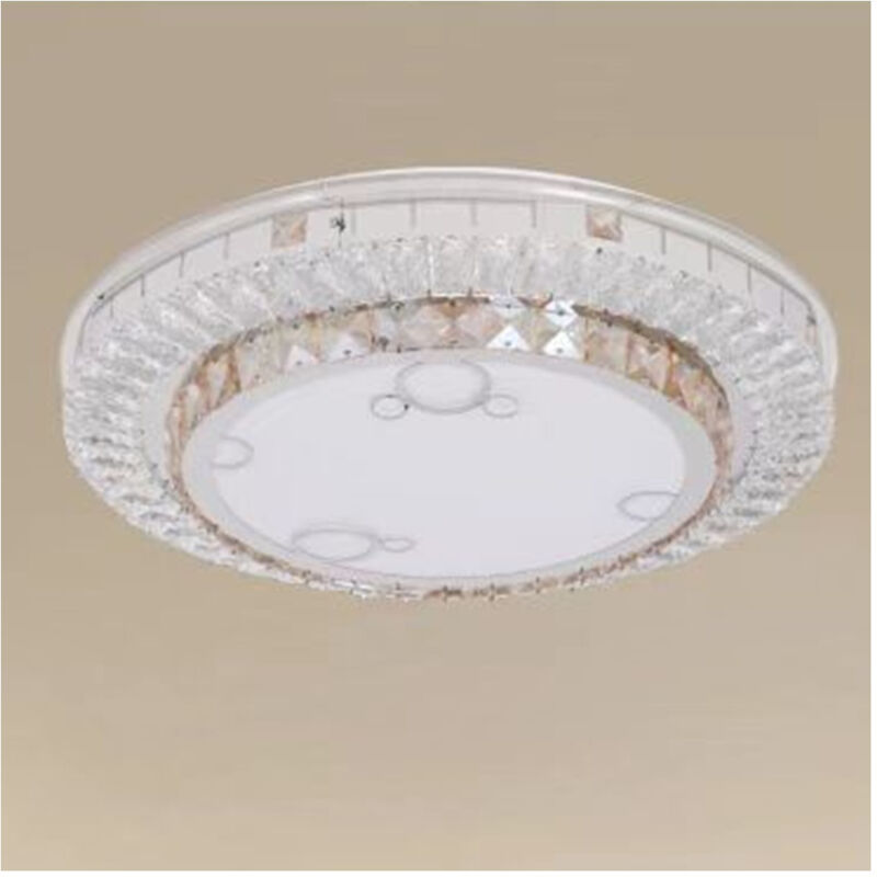 foto del prodotto trade shop traesio plafoniera soffitto 65w 50cm led design a strati con cristalli bolle luce fredda 51369 