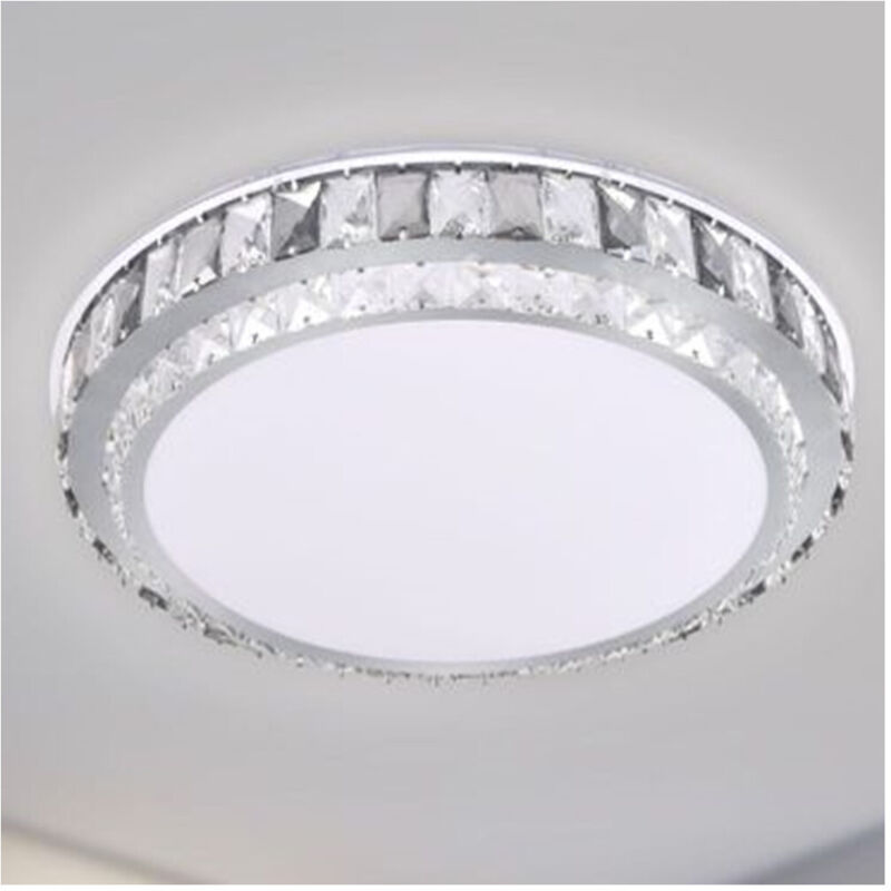 foto del prodotto trade shop traesio - plafoniera soffitto 65w 50cm led design a strati cristalli rotondo luce fredda 48316 -
