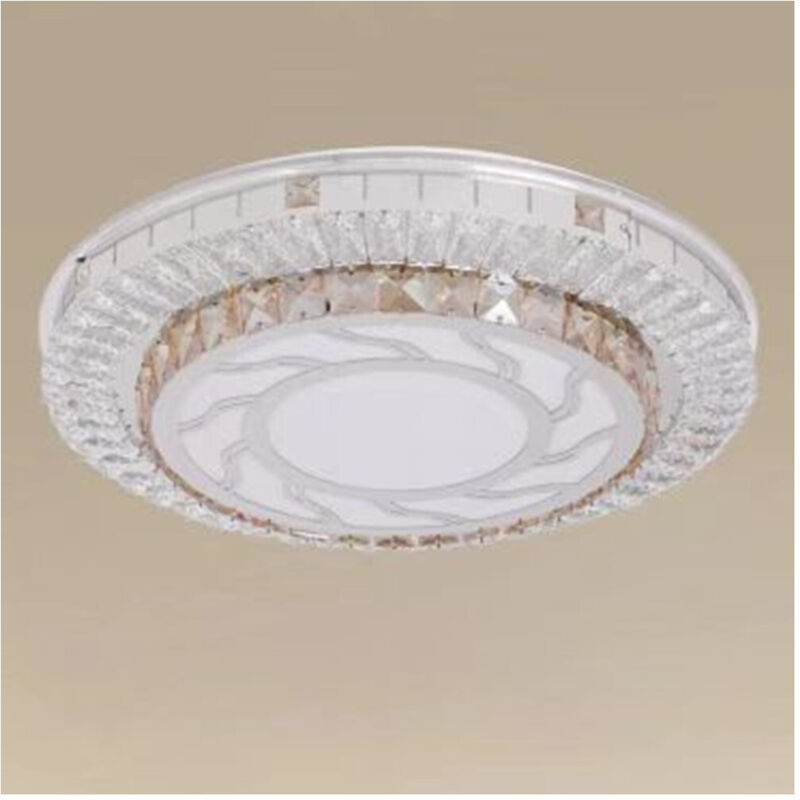 foto del prodotto trade shop traesio - plafoniera soffitto 65w 50cm led design a strati cristalli vortice luce fredda 27683 -