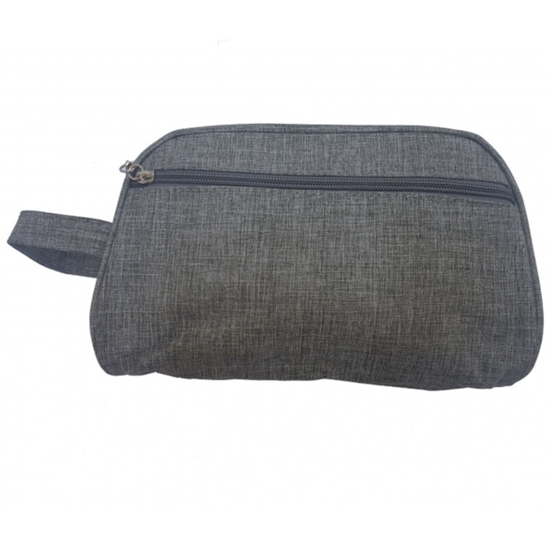 foto del prodotto trade shop traesio pochette uomo grigio gancio tessuto borsello beauty case borsa vintage documenti 