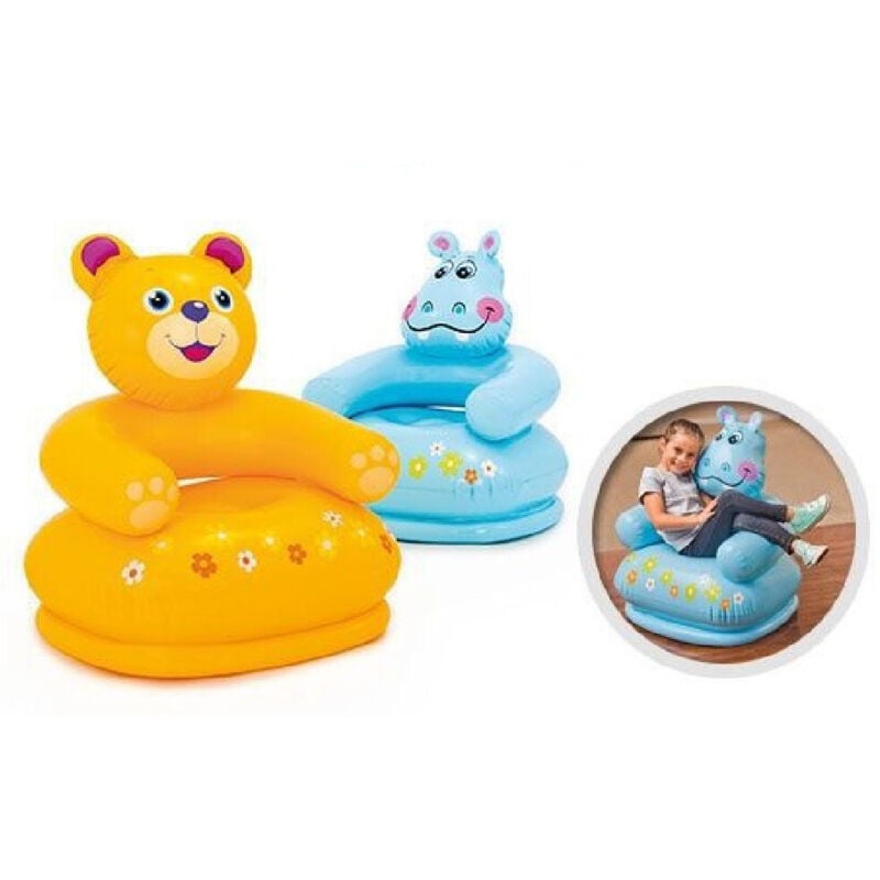 foto del prodotto trade shop traesio - poltrona animali felici gonfiabile 65x64x74cm per bambini modelli assortiti 68556 -