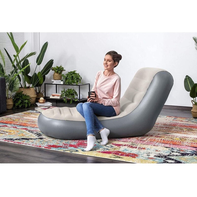 foto del prodotto trade shop traesio poltrona gonfiabile chaise sport lounger 165x84x79 cm superficie floccata 75064 