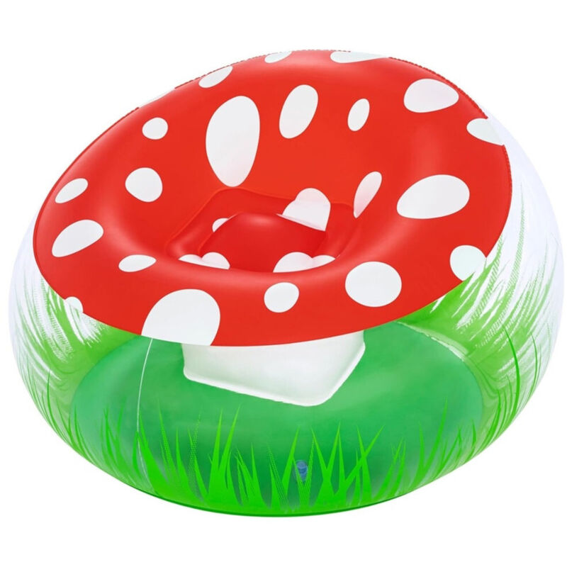 foto del prodotto trade shop traesio poltrona gonfiabile per bambini mighty mushroom design fungo con erba 112x112x66cm 75123 