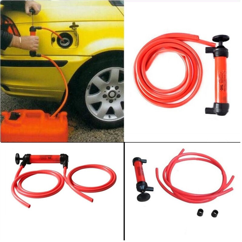 foto del prodotto trade shop traesio - pompa a sifone aspira liquidi con tubi flessibili travaso benzina gasolio olio -