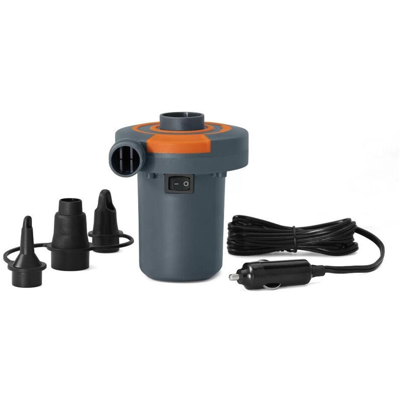 foto del prodotto trade shop traesio pompa di gonfiaggio elettrica 3 adattatori per valvole accendisigari 12v 62144 
