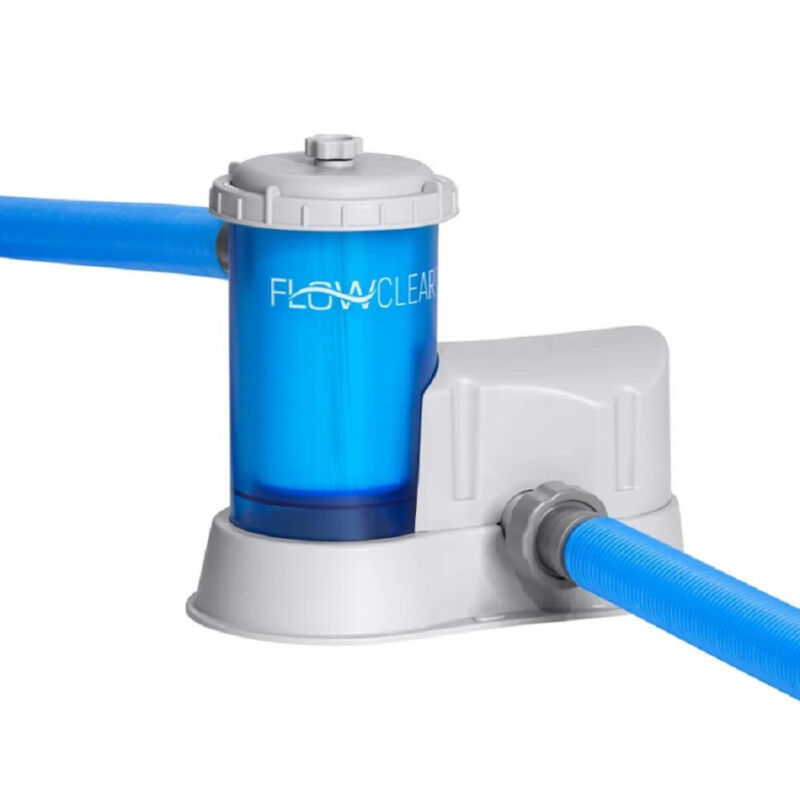 foto del prodotto trade shop traesio pompa filtro trasparente da 5.678lt h a cartuccia per piscina fuori terra 58675 