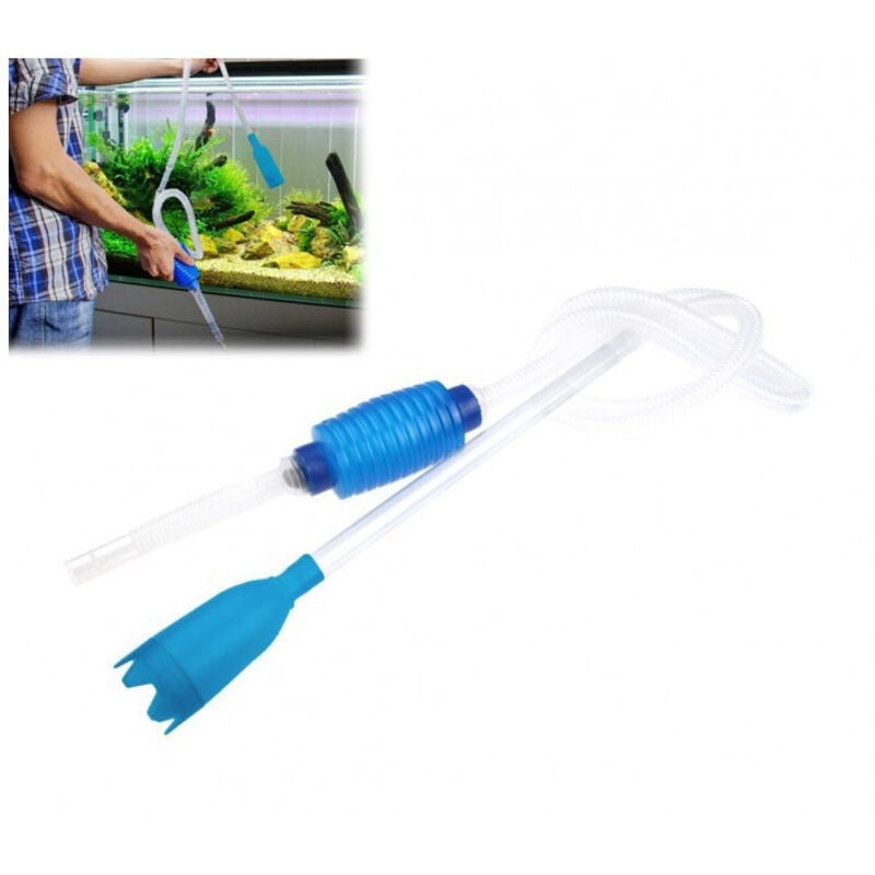 foto del prodotto trade shop traesio - pompa svuota acqua per acquario con sifone pulitrice aspiratore manuale -