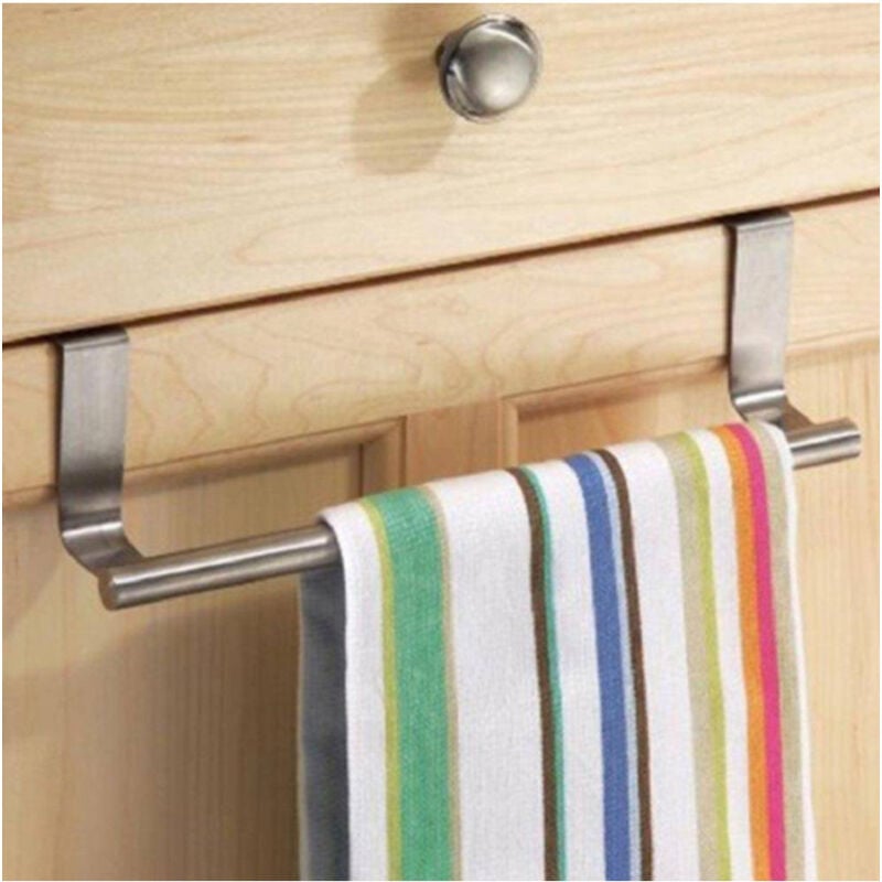 foto del prodotto trade shop traesio porta asciugamani strofinacci in acciaio 23cm per ante porte con aggancio rapido 