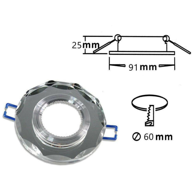 foto del prodotto trade shop traesio porta faretto ad incasso in vetro effetto specchio supporto faretti gu10 p6 argento