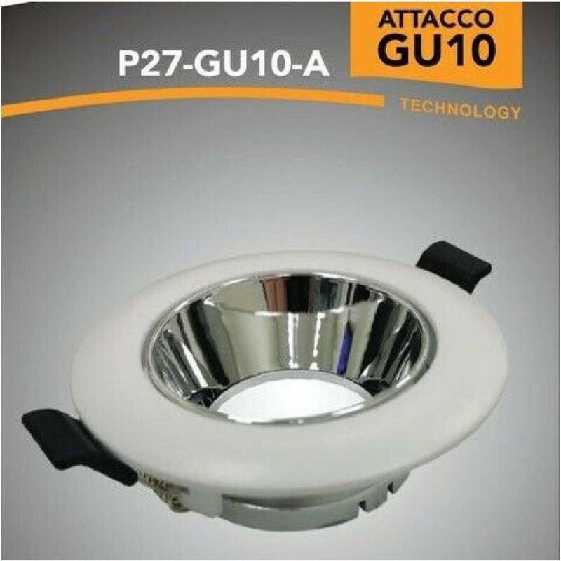 foto del prodotto trade shop traesio porta faretto ad incasso orientabile gu10 bianco e argento p27 gu10 a 