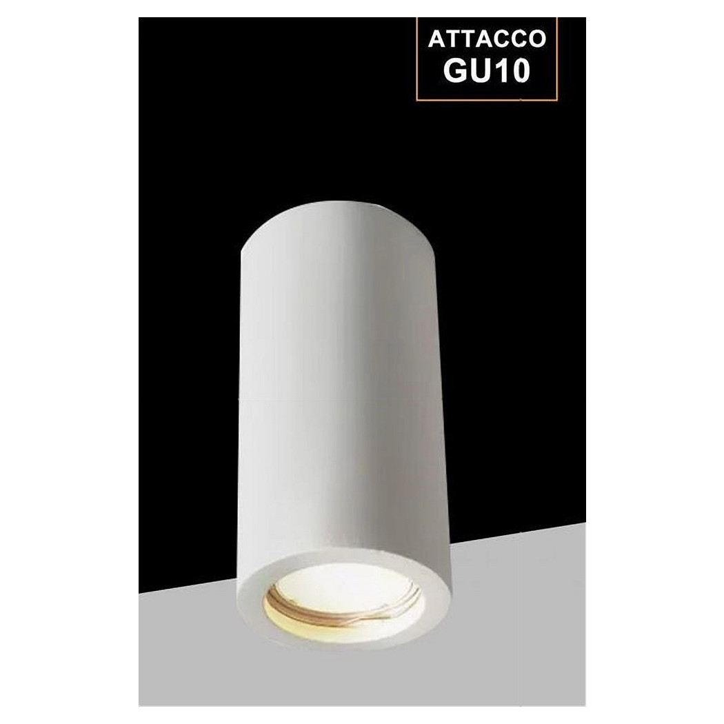 foto del prodotto trade shop traesio porta faretto applique da soffitto in gesso verniciabile cilindro gu10 gs c140 t 