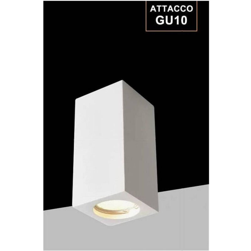 foto del prodotto trade shop traesio porta faretto applique soffitto in gesso verniciabile forma cubo gu10 gs c140 q 