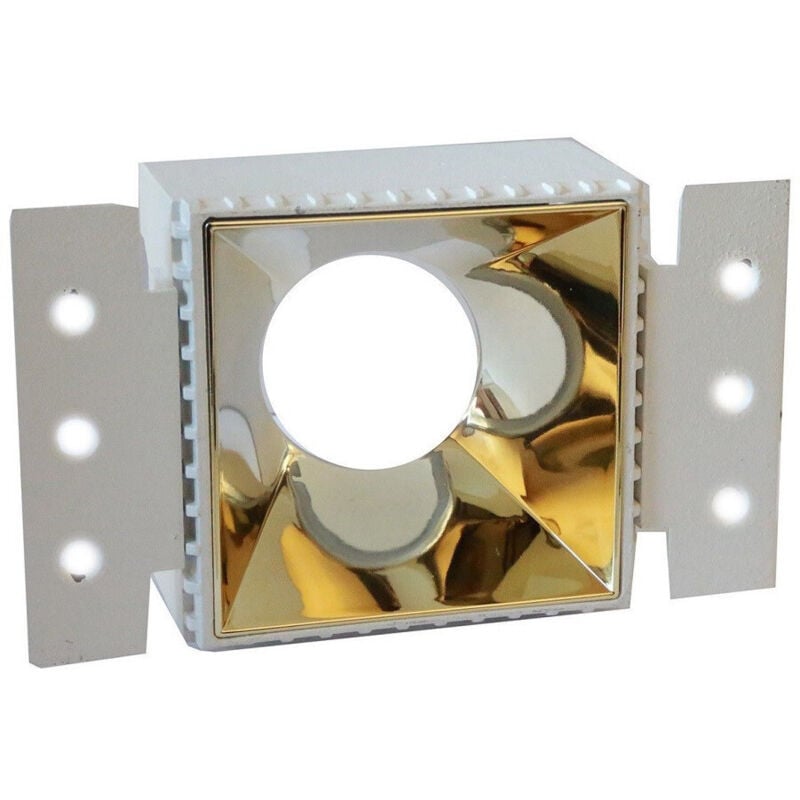 foto del prodotto trade shop traesio porta faretto da incasso lampadine led gu10 7watt per controsoffitto cartongesso oro quadrato 