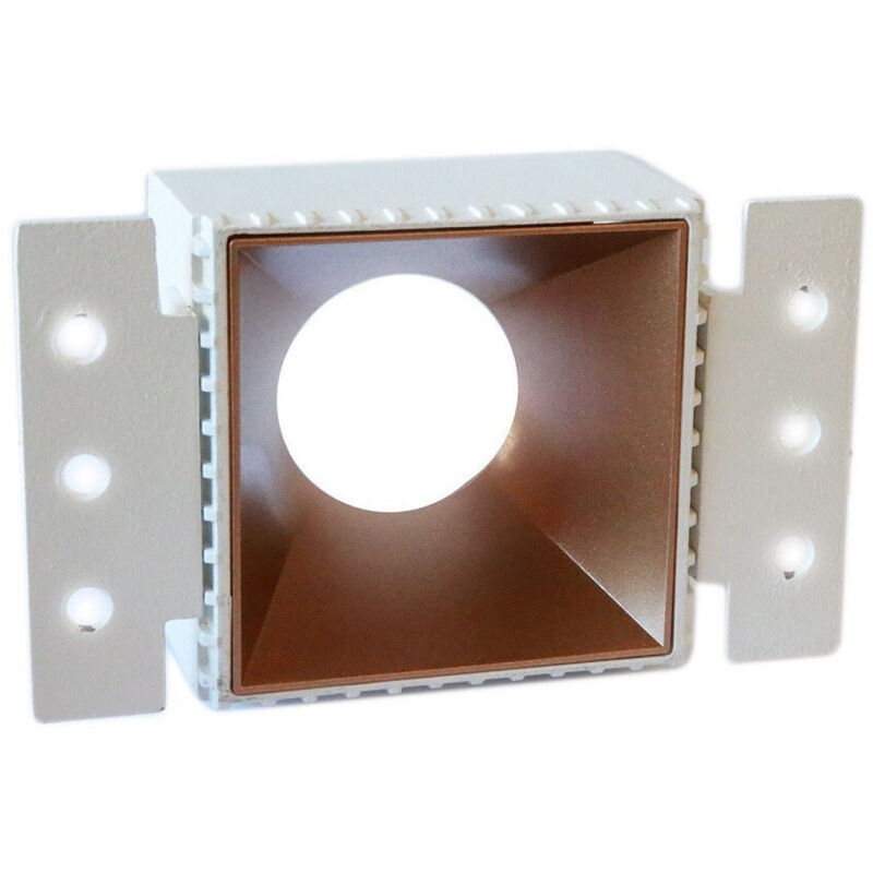 foto del prodotto trade shop traesio porta faretto da incasso lampadine led gu10 7watt per controsoffitto cartongesso rose gold matt quadrato 