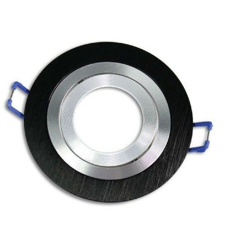foto del prodotto trade shop traesio - porta faretto da incasso per faretto rotondo acciaio orientabile portalampada p2 - nero