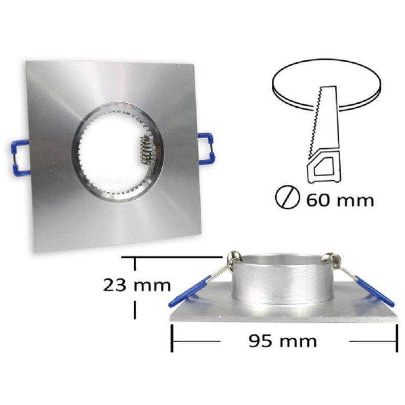 foto del prodotto trade shop traesio porta faretto da incasso quadrato supporto per luci faretti gu10 portafaretto p9 grigio
