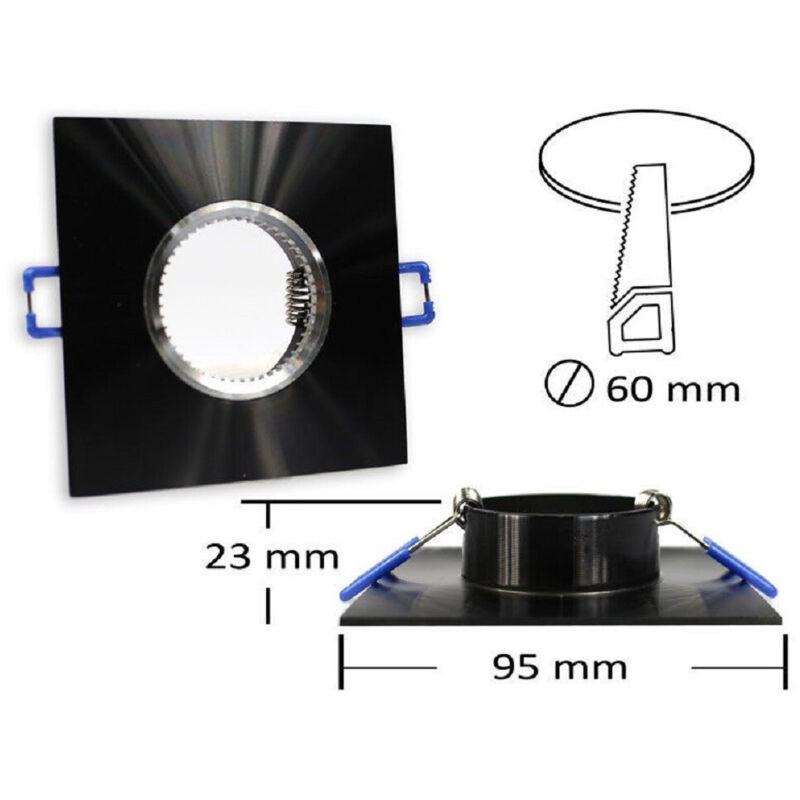foto del prodotto trade shop traesio porta faretto da incasso quadrato supporto per luci faretti gu10 portafaretto p9 nero