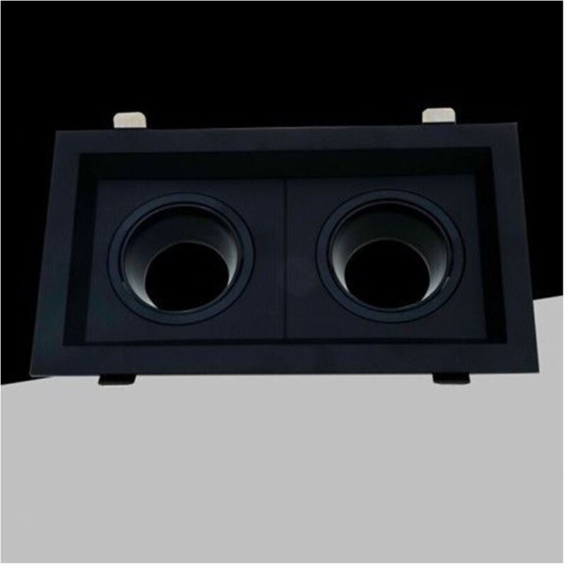 foto del prodotto trade shop traesio - porta faretto doppio orientabile ad incasso nero per lampadine gu10 gu5.3 p33-n2 -