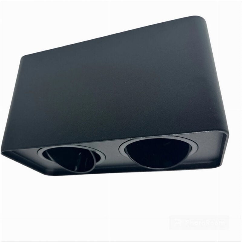 foto del prodotto trade shop traesio porta faretto doppio orientabile da soffitto nero per faretto gu10 gu5.3 p34 n2 
