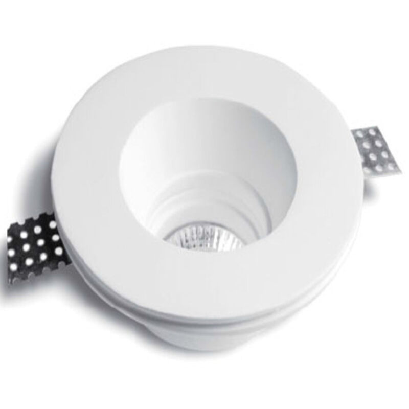 foto del prodotto trade shop traesio porta faretto fisso in gesso ad incasso per lampade a led tondo a scomparsa 10cm 