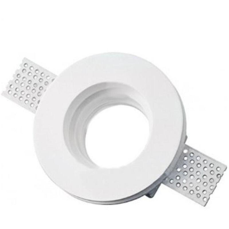 foto del prodotto trade shop traesio porta faretto fisso in gesso ad incasso per lampade a led tondo a scomparsa 8.5 