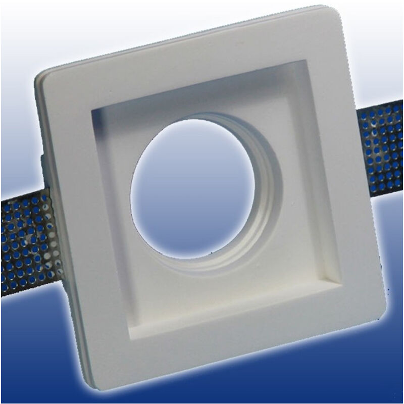 foto del prodotto trade shop traesio porta faretto fisso in gesso ad incasso per lampadine gu10 led quadrato 10x10 cm 