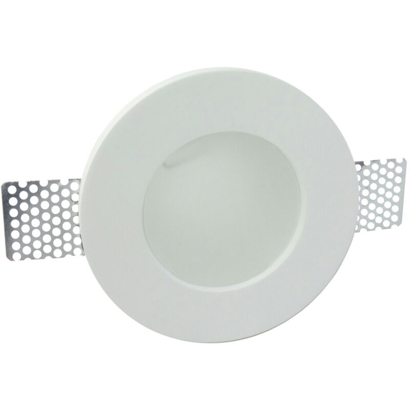 foto del prodotto trade shop traesio - porta faretto fisso in gesso da incasso per lampade gu10 a led tondo con vetro -