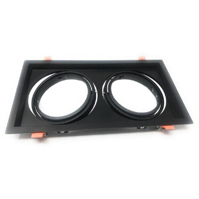 foto del prodotto trade shop traesio porta faretto incasso doppio faretto ar111 rettangolare orientabile p ar111 2 nero
