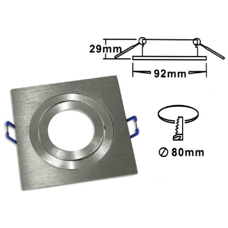 foto del prodotto trade shop traesio porta faretto incasso faretto gu10 quadrato acciaio orientabile portalampada p3 argento