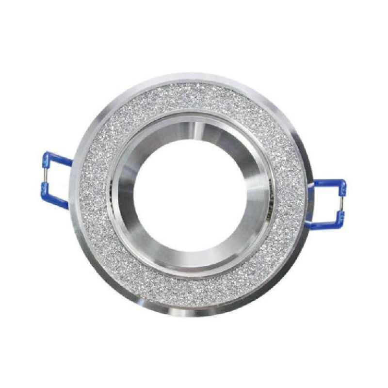 foto del prodotto trade shop traesio porta faretto incasso orientabile acciaio supporto rotondo decorato glitter p8 argento