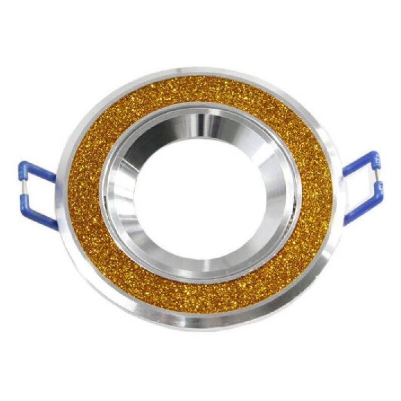 foto del prodotto trade shop traesio porta faretto incasso orientabile acciaio supporto rotondo decorato glitter p8 oro