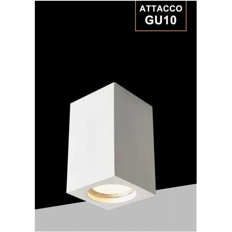 foto del prodotto trade shop traesio porta faretto lampada da soffitto quadrato in gesso gu10 h110mm ip20 gs c110 q 
