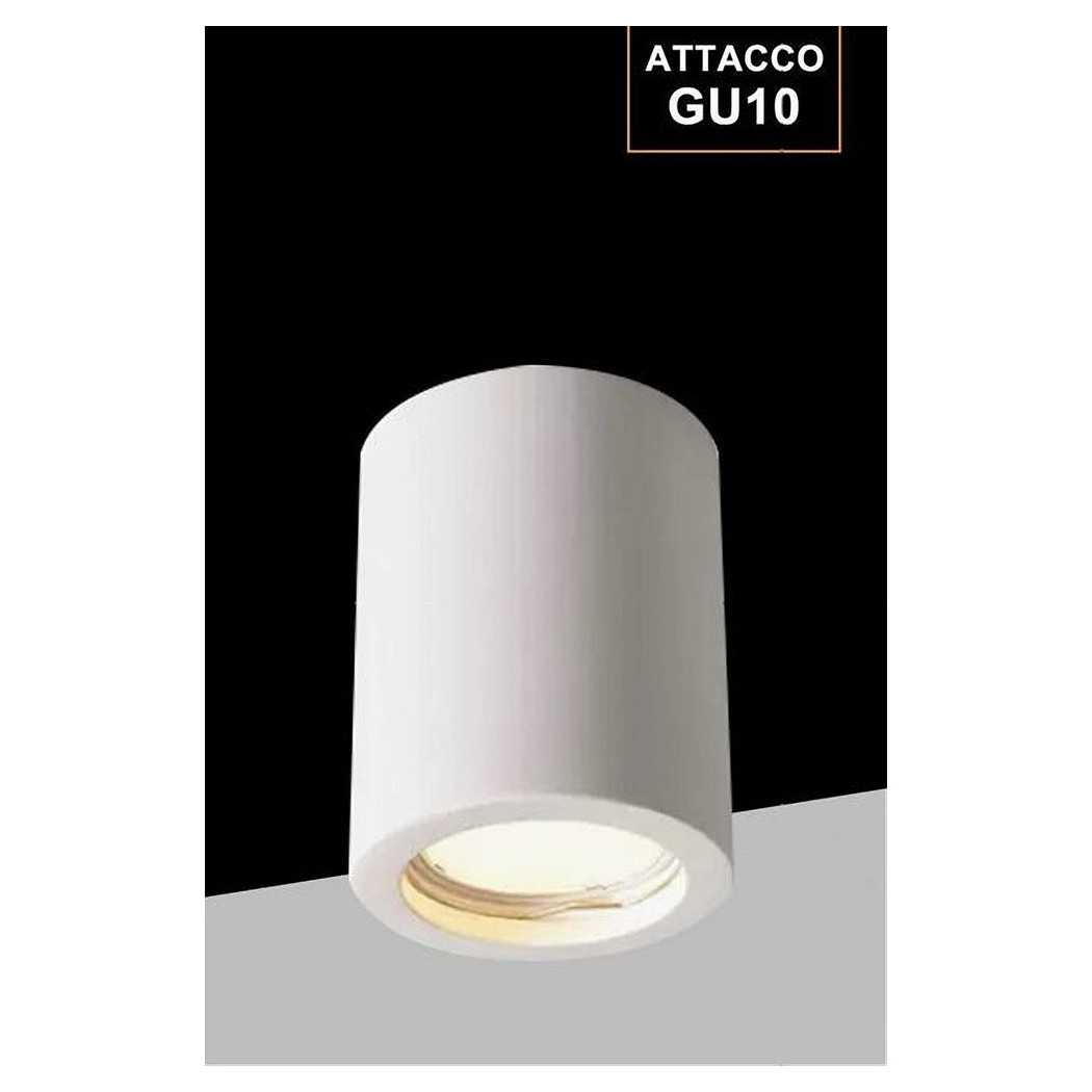 foto del prodotto trade shop traesio porta faretto lampada soffitto gu10 cilindro in gesso h90mm verniciabile gs c90 t 