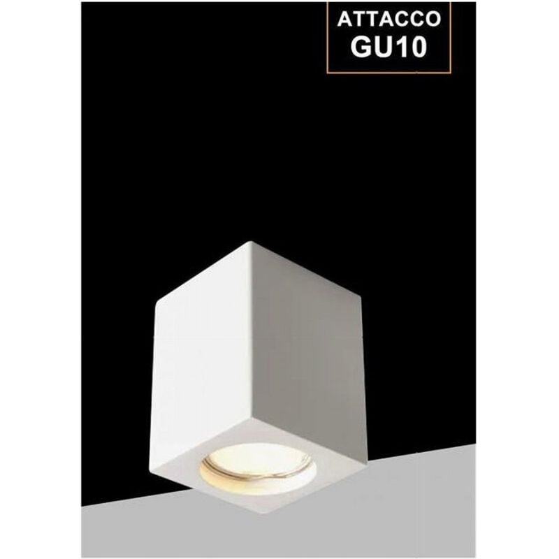 foto del prodotto trade shop traesio porta faretto lampada soffitto quadrato in gesso attacco gu10 h90mm ip20 gs c90 q 