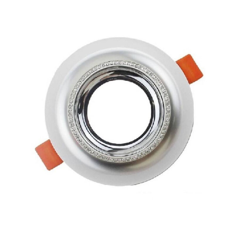 foto del prodotto trade shop traesio porta faretto rotondo ad incasso con brillantini gu10 foro 75mm argento oro p25 argento