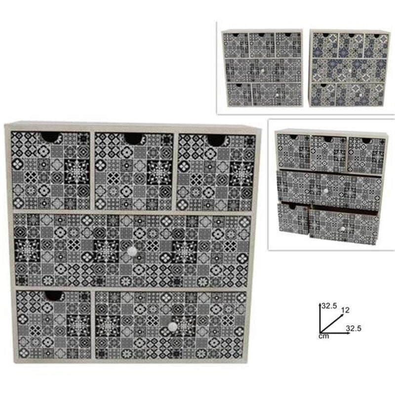 foto del prodotto trade shop traesio porta oggetti cassettiera colonna con 6 cassetti legno country chic arredamento 