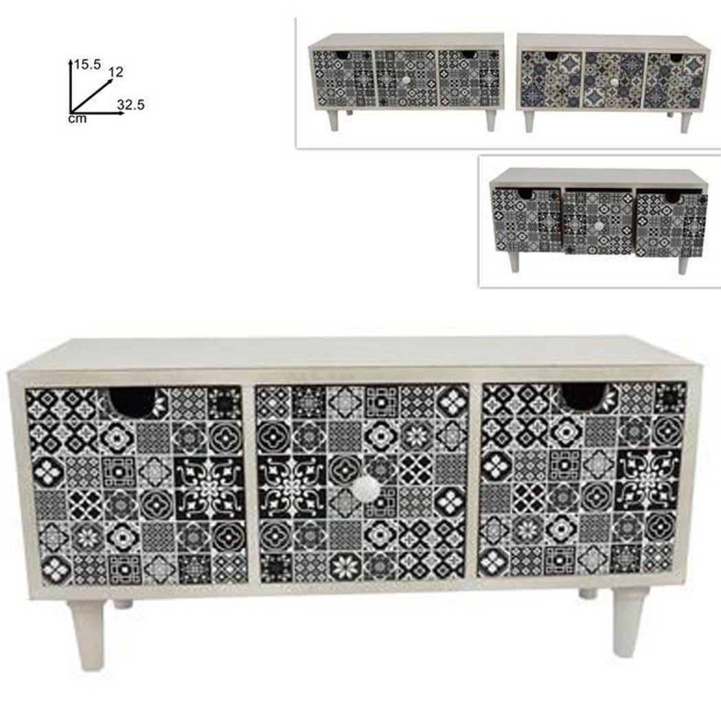 foto del prodotto trade shop traesio porta oggetti cassettiera con 3 cassetti in legno country chic arredamento 