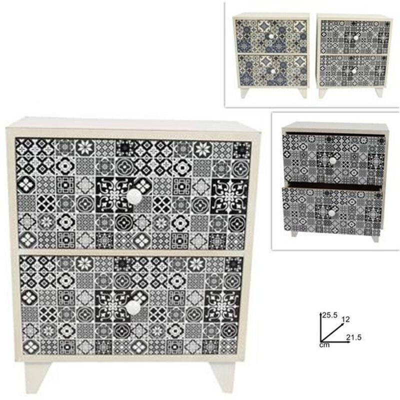 foto del prodotto trade shop traesio porta oggetti cassettiera quadrata con 2 cassetti legno country chic arredamento 