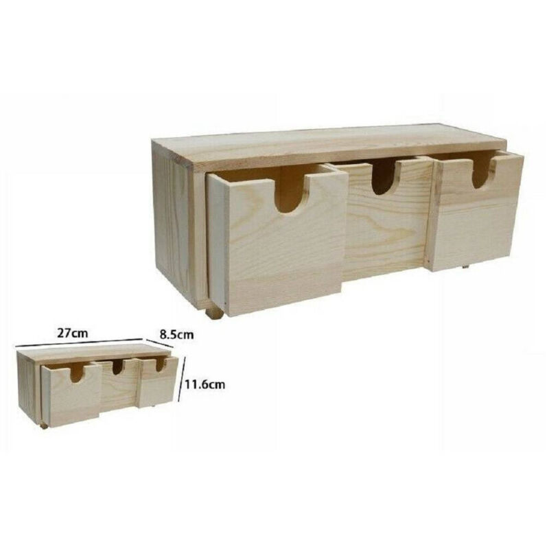 foto del prodotto trade shop traesio - porta oggetti mini cassettiera 3 cassetti legno naturale decoupage 53387a -