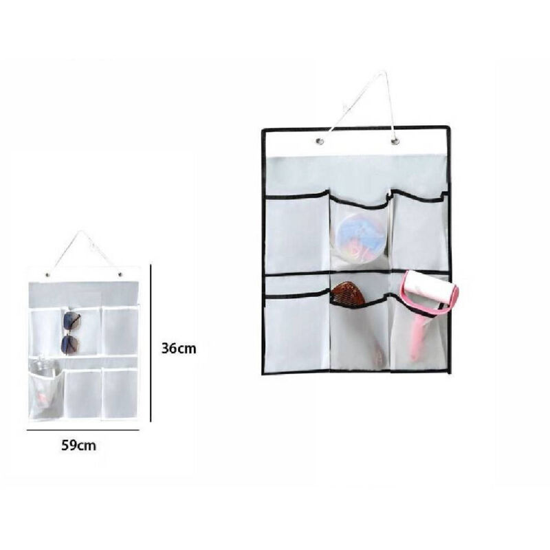 foto del prodotto trade shop traesio porta oggetti organizer appendere parete 6 tasche in tessuto bagno camera 69591 