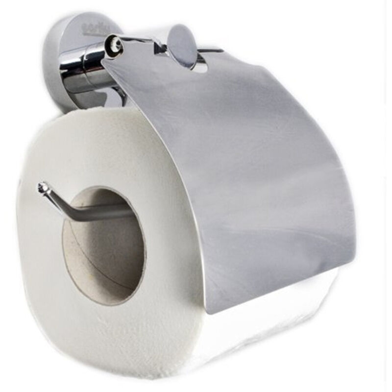 foto del prodotto trade shop traesio - porta rotolo carta igienica in acciaio con fissaggio a muro parete viti arredo -