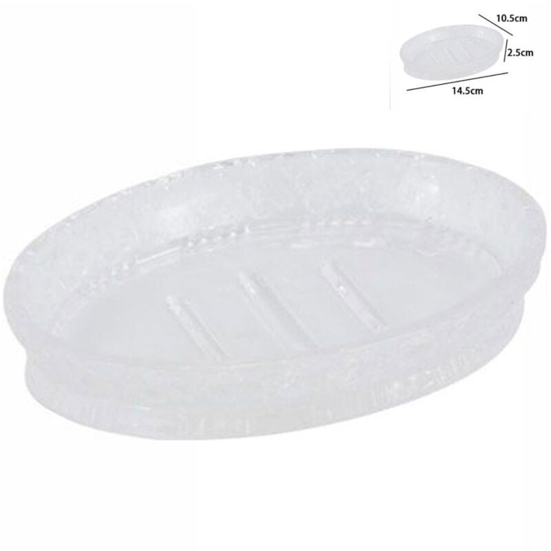 foto del prodotto trade shop traesio porta sapone in vetro ovale da appoggio lavabo bagno vasca doccia 10.5x14.5x2.5 